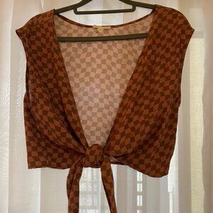 Whimsy + Row - Valentina Top -  Terracotta Check